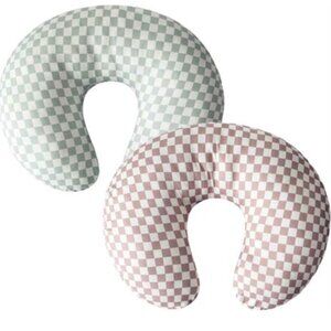Little Jump 2 Pack Nursing Pillow Cover, Coffee & Green Checkered BNWT